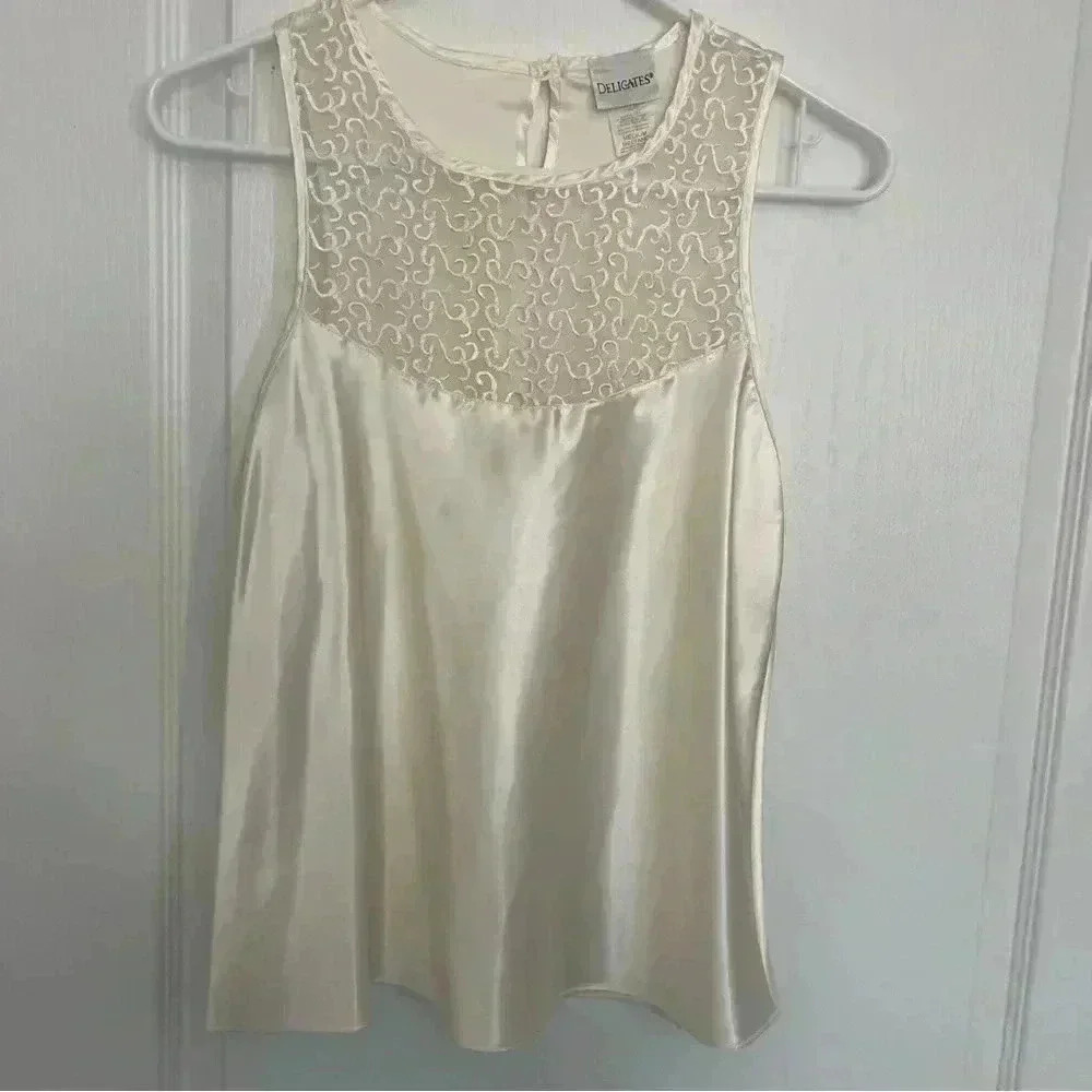 Silk Tank Top With Lace Details